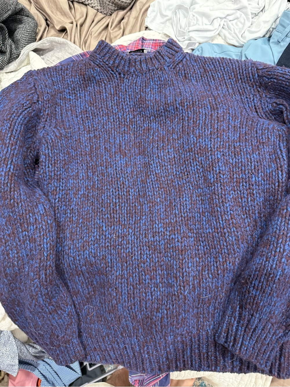 Sandro Marled Crewneck Sweater in Blue and Brown